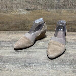 Eileen Fisher Hilly Beige Suede Low Heel D'Orsay Shoes Women's Size 9